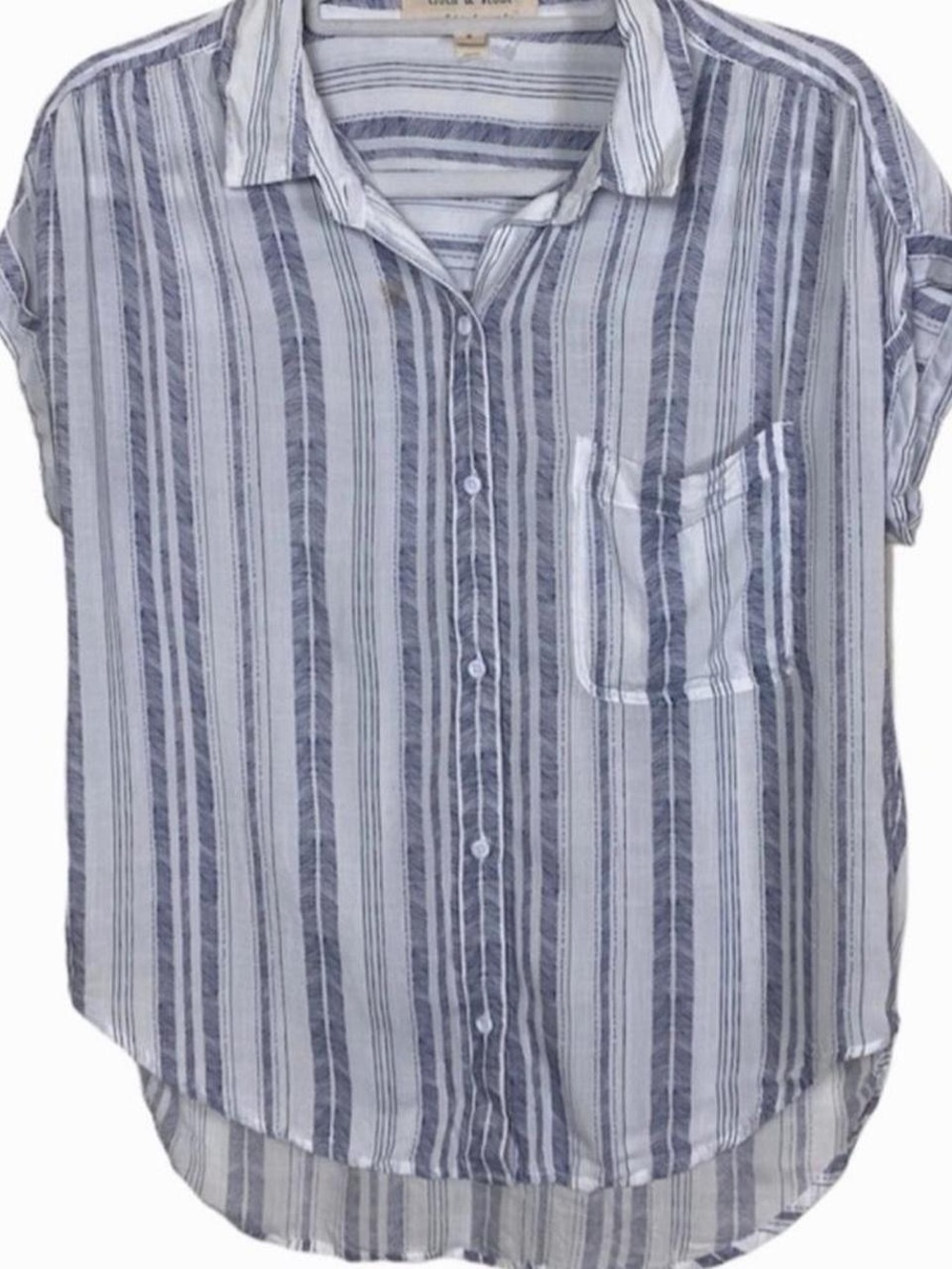 cloth & stone Navy and White Striped Button Shirt